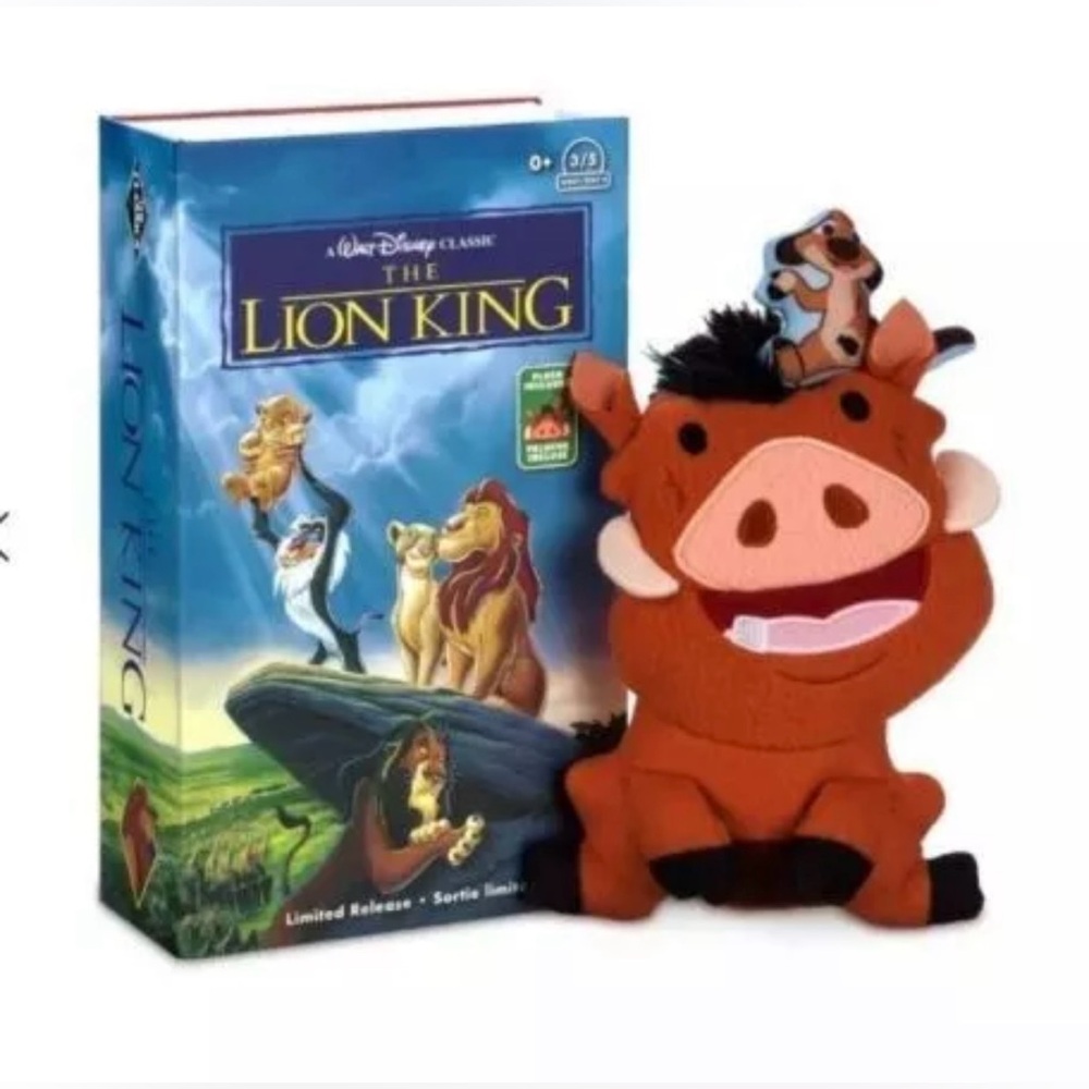 Disney Lion King Timon & Pumba VHS Box With Plush Toy LTD (not the video)